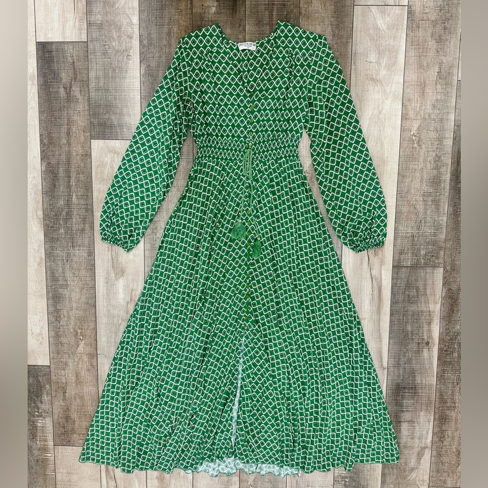Green Geometric Patterned Maxi Dress
